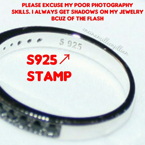 Sterling Silver Black Spinel & CZ Ring Band - Picture 5 of 5